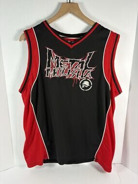 Metal Mulisha Mesh Jersey Tank Top Mens L Black Red Motocross MMA BMX Skull